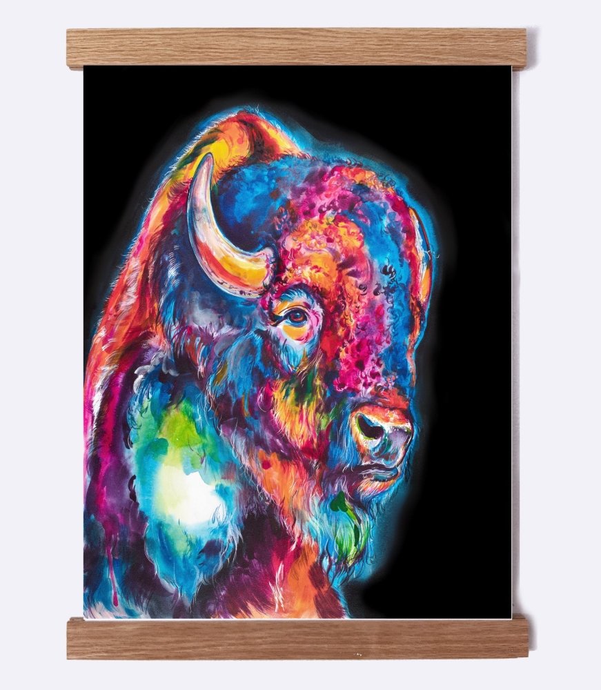 Buffalo on Black - Watercolor Print - Shaunna Russell