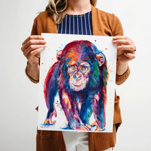 Load image into Gallery viewer, Chimpanzee - Watercolor Print - Shaunna Russell