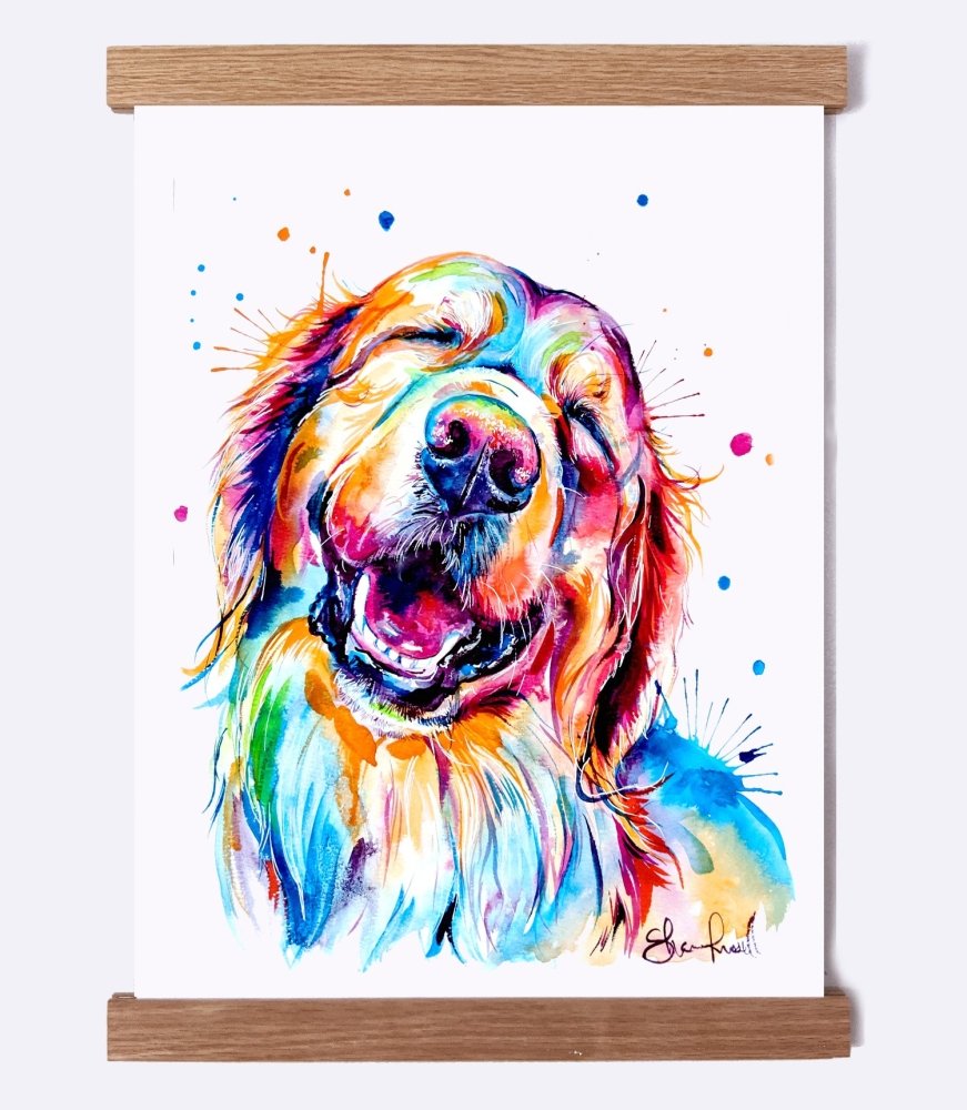 Golden Retriever Smiling - Watercolor Print - Shaunna Russell