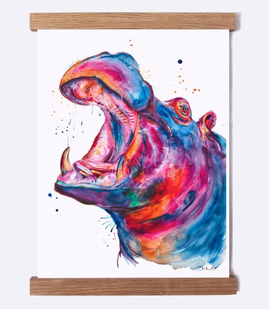 Hippo - Watercolor Print - Shaunna Russell