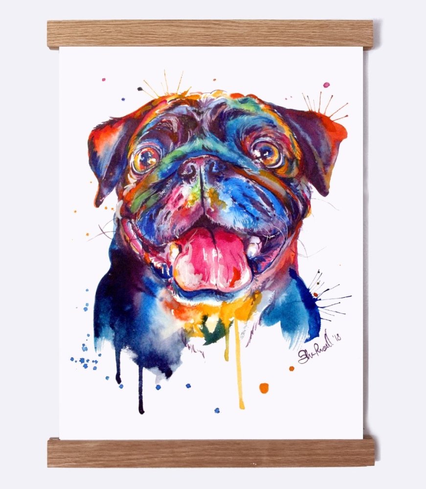 Pug (Black) - Watercolor Print - Shaunna Russell