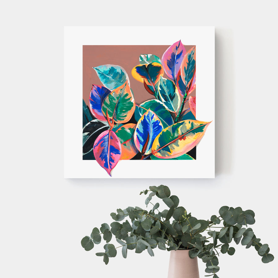 Rubber (Ruby Ficus) Plant -Watercolor Canvas Print