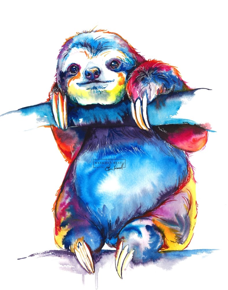 Sloth - Watercolor Print - Shaunna Russell